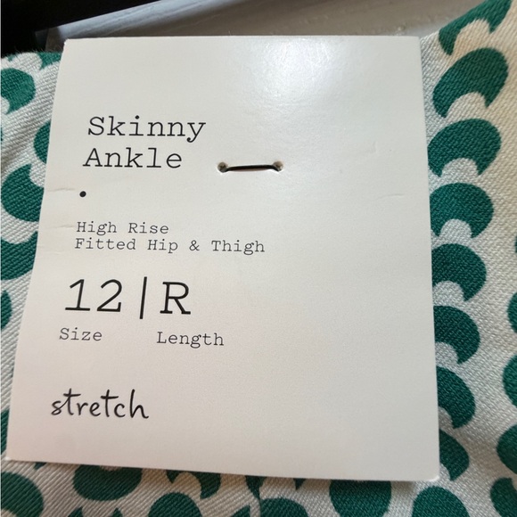 A New Day Side Zip Skinny Ankle Pants Kelly Green Geometric Pattern Size 12R - Picture 5 of 11